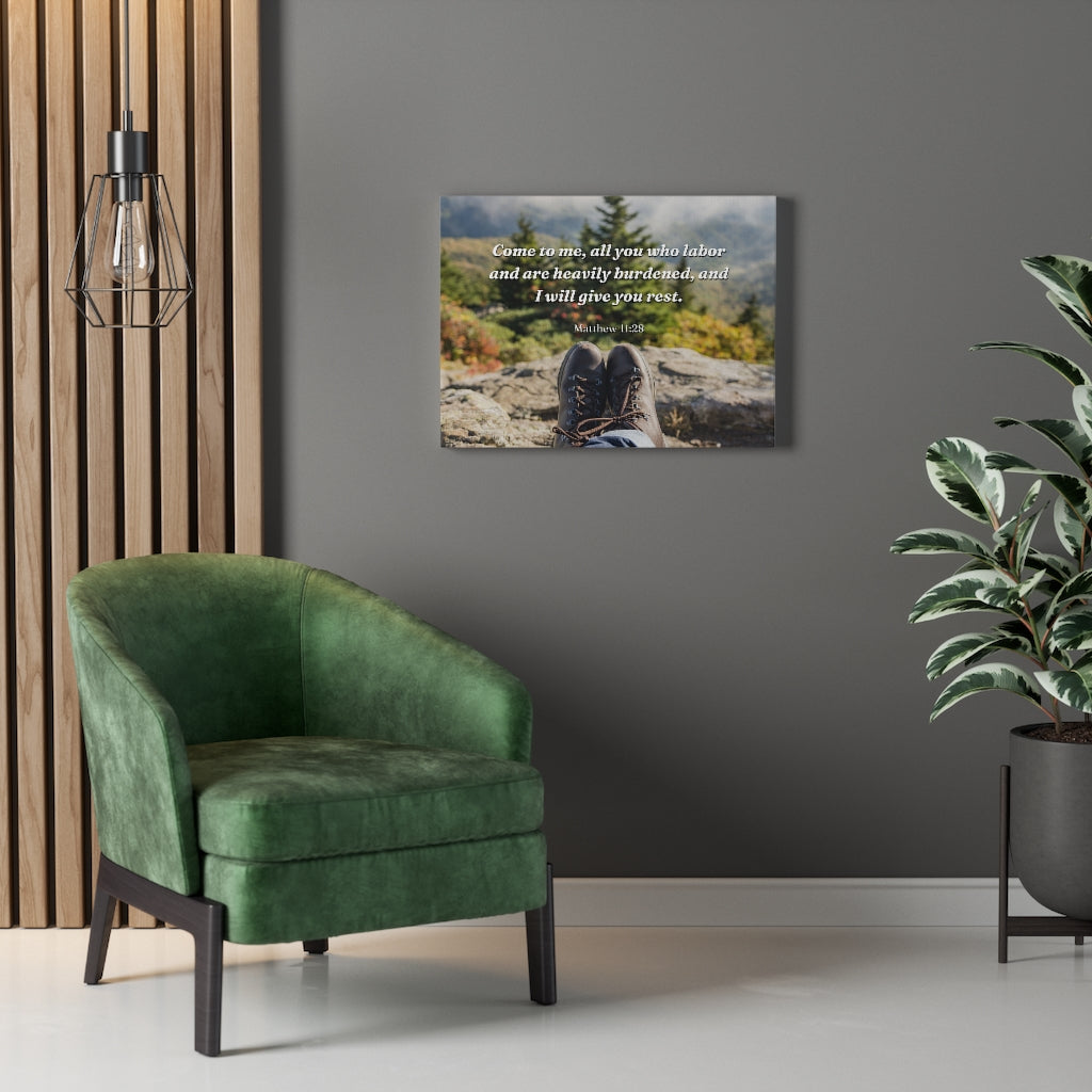 Scripture Walls I Will Give You Rest Matthew 11:28 Bible Verse Canvas Christian Wall Art Ready to Hang Unframed-Express Your Love Gifts