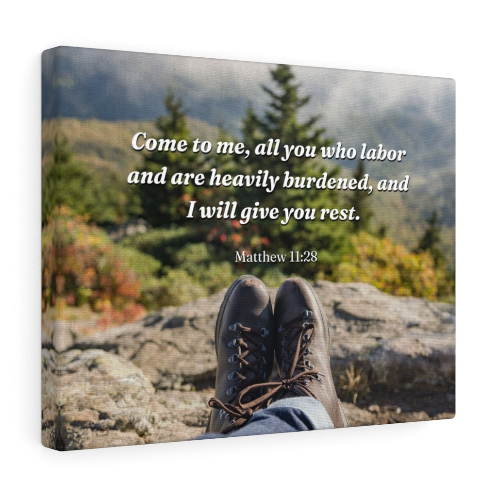 Scripture Walls I Will Give You Rest Matthew 11:28 Bible Verse Canvas Christian Wall Art Ready to Hang Unframed-Express Your Love Gifts