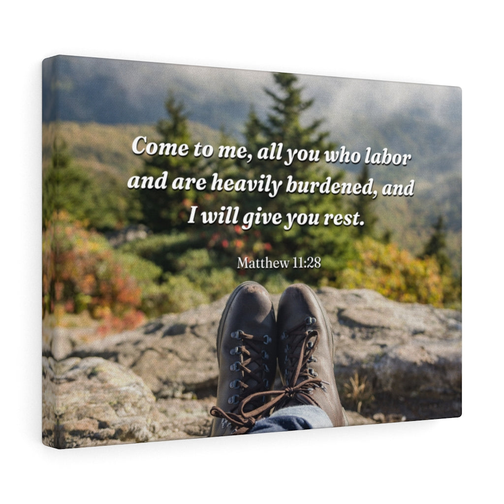 Scripture Walls I Will Give You Rest Matthew 11:28 Bible Verse Canvas Christian Wall Art Ready to Hang Unframed-Express Your Love Gifts