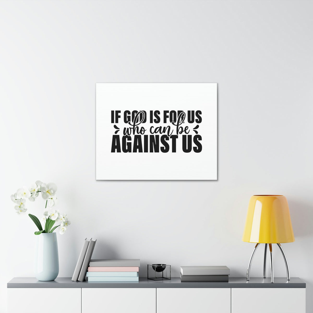 Scripture Walls If God Is For Us Romans 8:31 White Christian Wall Art Bible Verse Print Ready to Hang Unframed-Express Your Love Gifts
