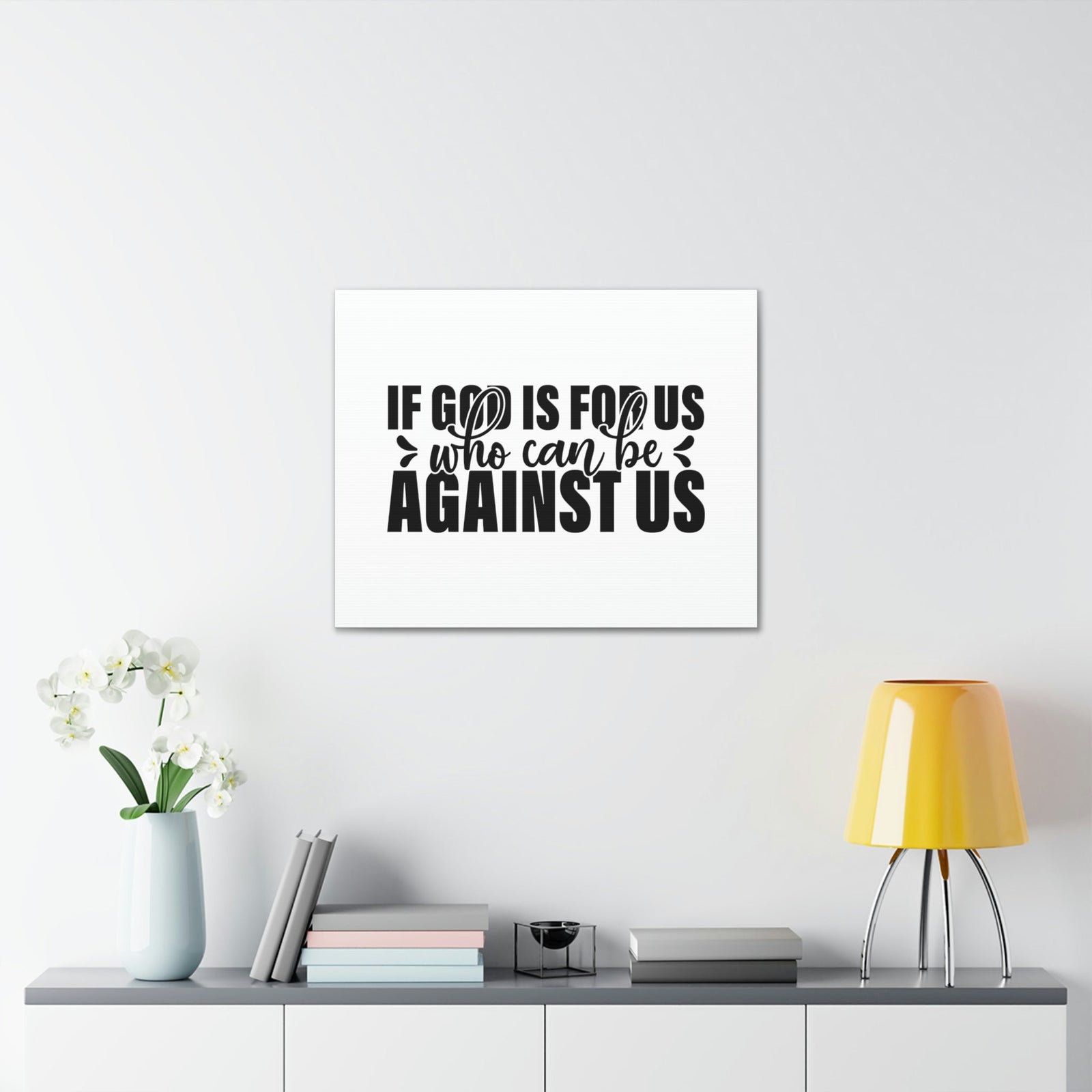 Scripture Walls If God Is For Us Romans 8:31 White Christian Wall Art Bible Verse Print Ready to Hang Unframed-Express Your Love Gifts