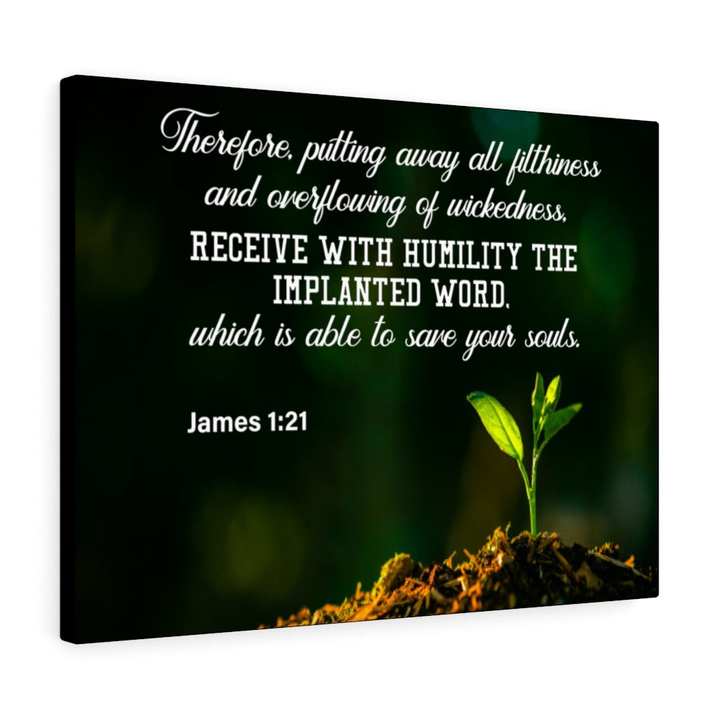 Scripture Walls Implanted Word James 1:21 Bible Verse Canvas Christian Wall Art Ready to Hang Unframed-Express Your Love Gifts