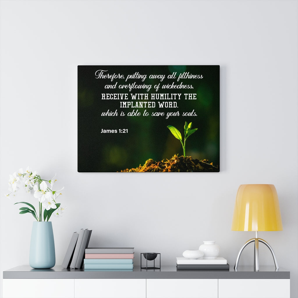 Scripture Walls Implanted Word James 1:21 Bible Verse Canvas Christian Wall Art Ready to Hang Unframed-Express Your Love Gifts