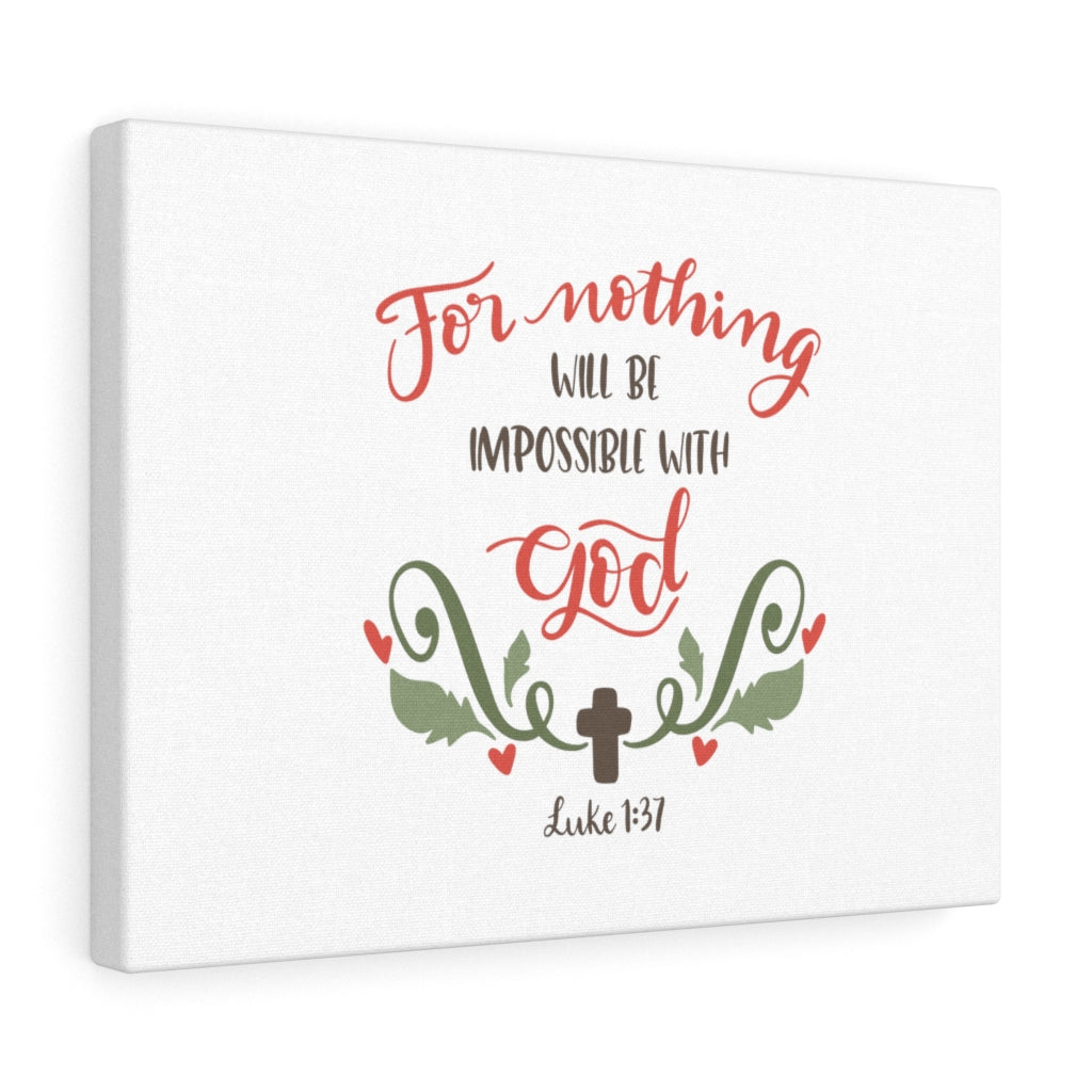 Scripture Walls Impossible With God Luke 1:37 Bible Verse Canvas Christian Wall Art Ready to Hang Unframed-Express Your Love Gifts