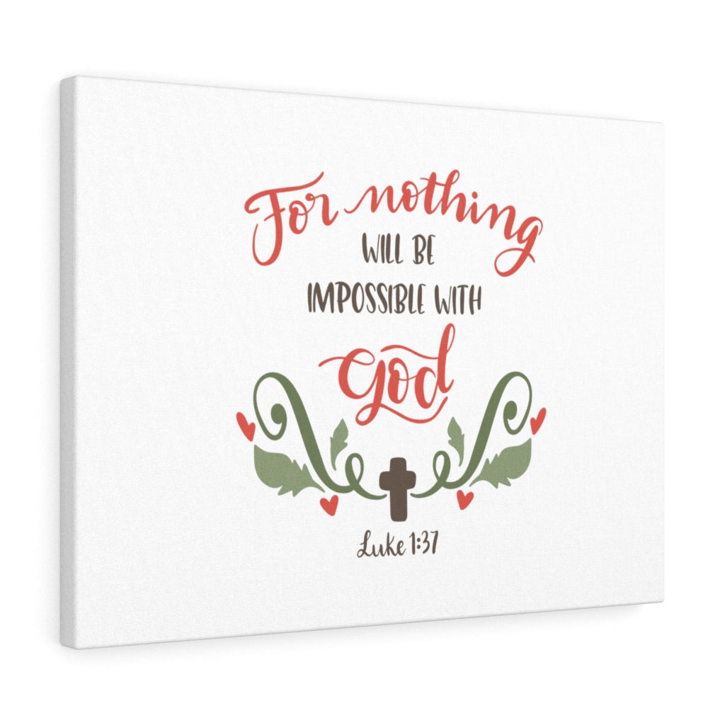 Scripture Walls Impossible With God Luke 1:37 Bible Verse Canvas Christian Wall Art Ready to Hang Unframed-Express Your Love Gifts
