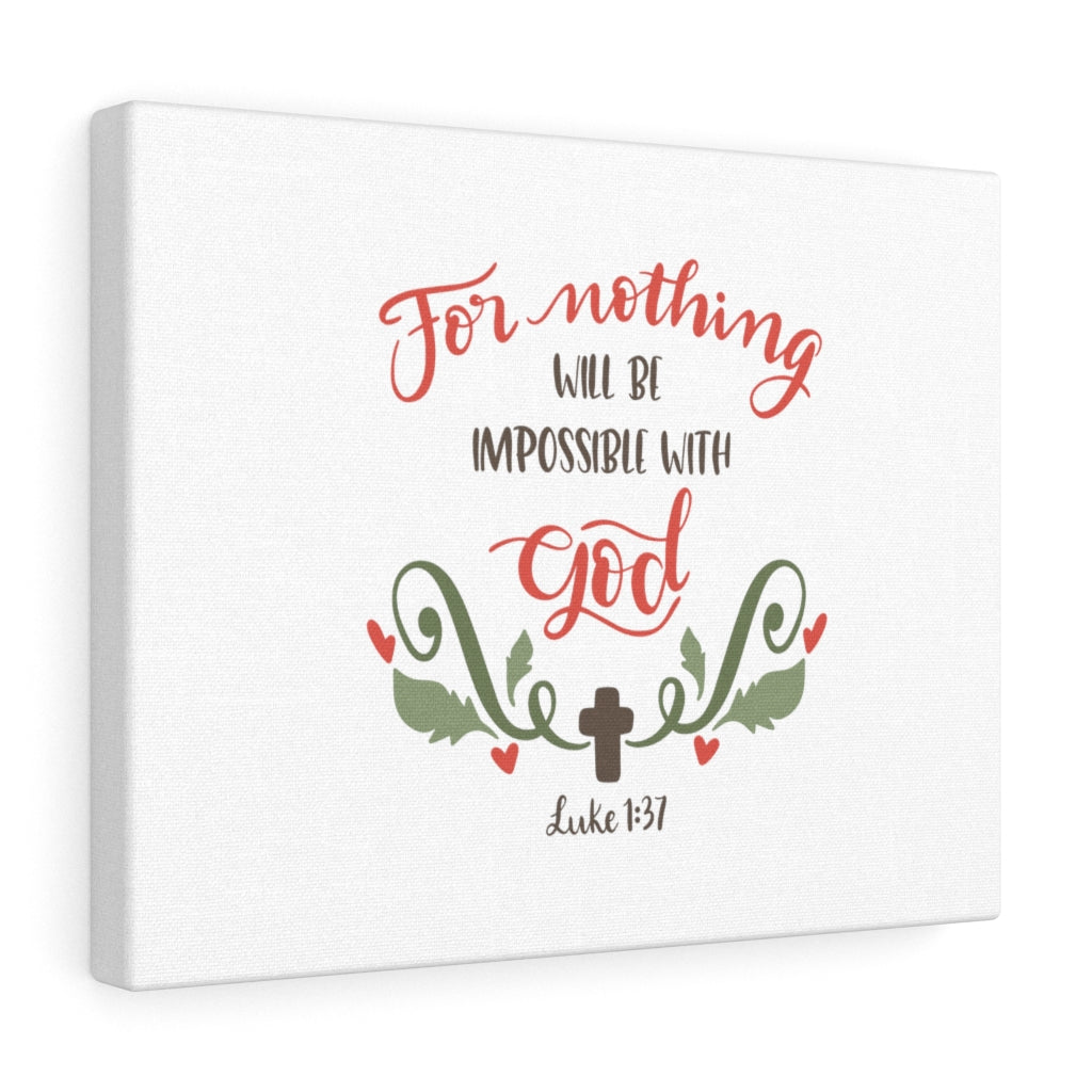 Scripture Walls Impossible With God Luke 1:37 Bible Verse Canvas Christian Wall Art Ready to Hang Unframed-Express Your Love Gifts