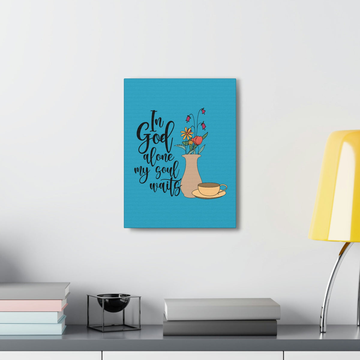 Scripture Walls In God Alone 1 Timothy 2:5 Light Blue Christian Wall Art Bible Verse Print Ready to Hang Unframed-Express Your Love Gifts