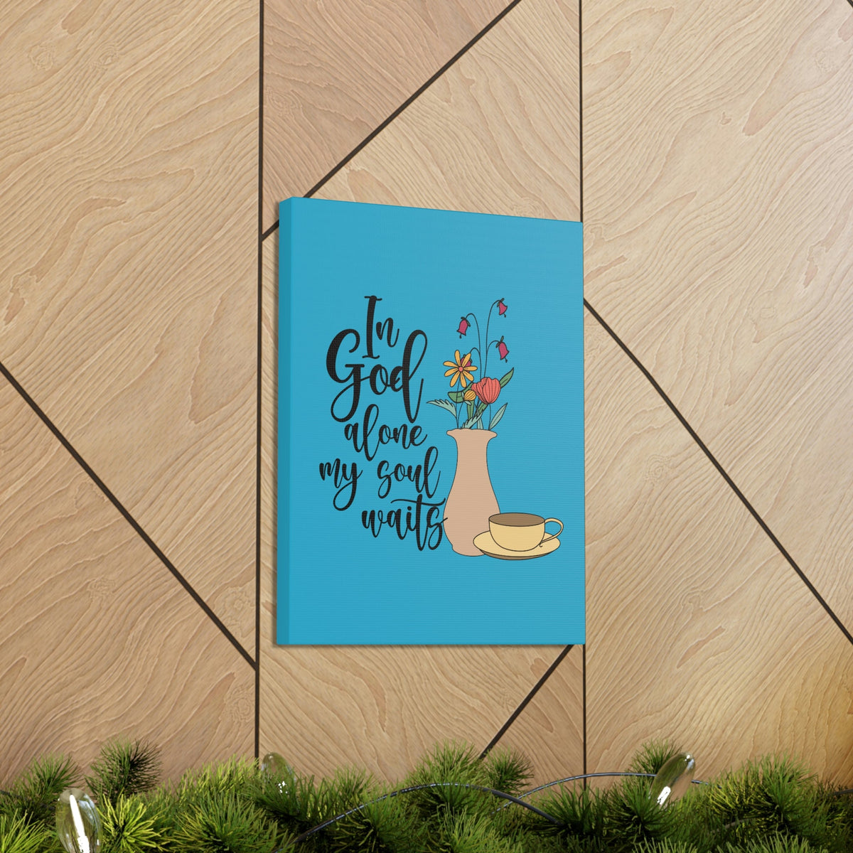 Scripture Walls In God Alone 1 Timothy 2:5 Light Blue Christian Wall Art Bible Verse Print Ready to Hang Unframed-Express Your Love Gifts