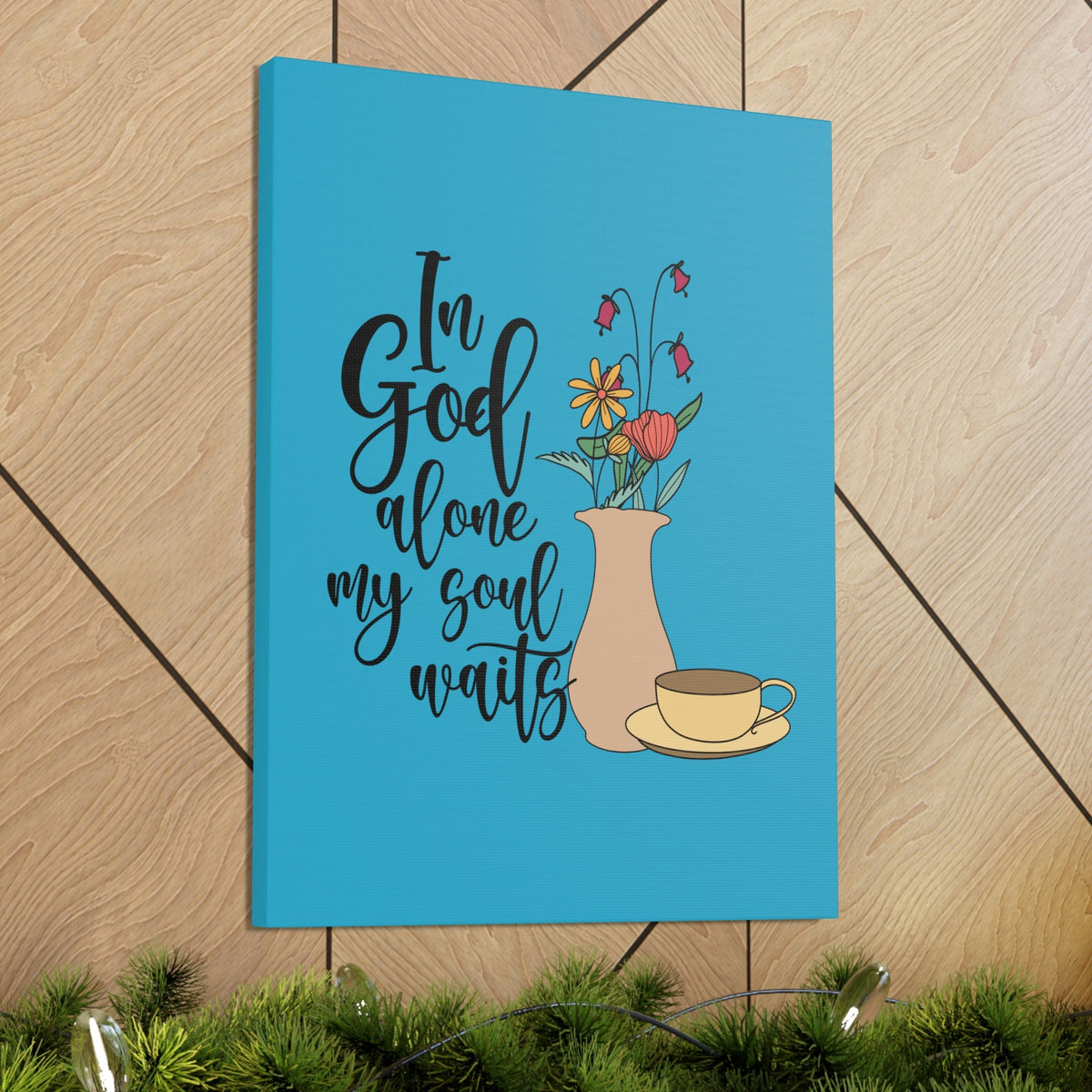 Scripture Walls In God Alone 1 Timothy 2:5 Light Blue Christian Wall Art Bible Verse Print Ready to Hang Unframed-Express Your Love Gifts