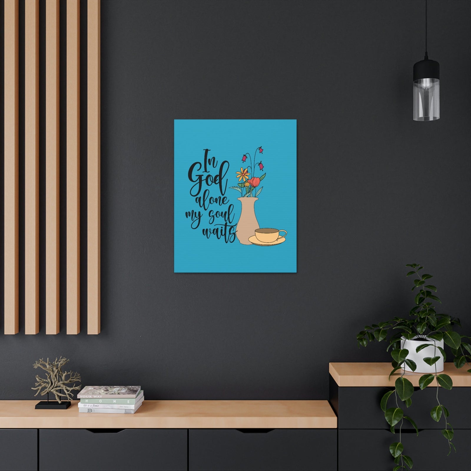 Scripture Walls In God Alone 1 Timothy 2:5 Light Blue Christian Wall Art Bible Verse Print Ready to Hang Unframed-Express Your Love Gifts