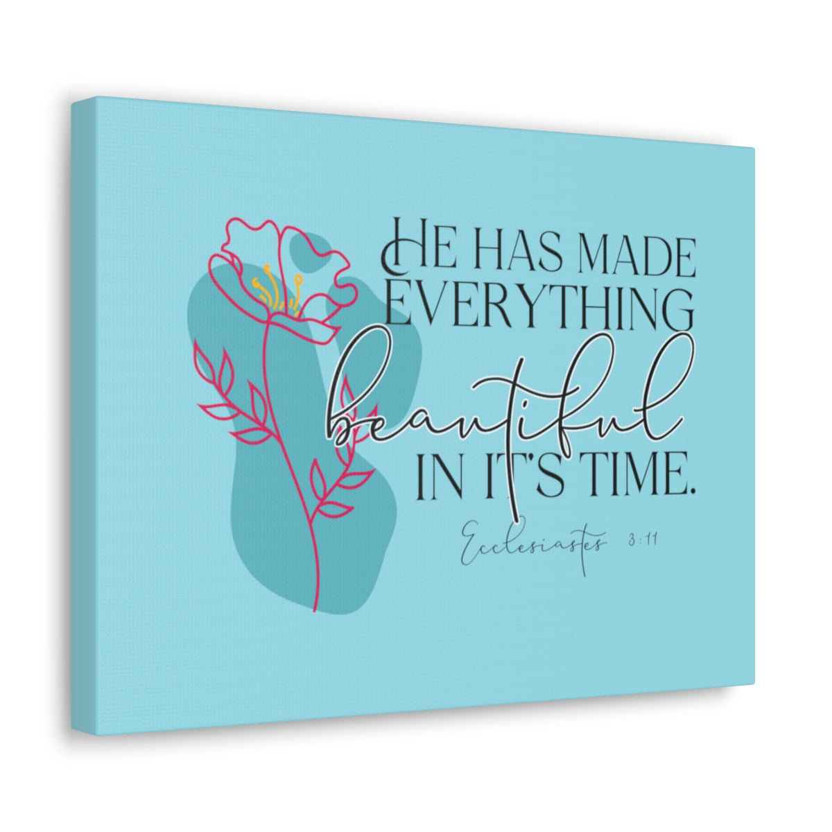 Scripture Walls In It's Time Ecclesiastes 3:11 Pink Flower Bible Verse Canvas Christian Wall Art Ready to Hang Unframed-Express Your Love Gifts