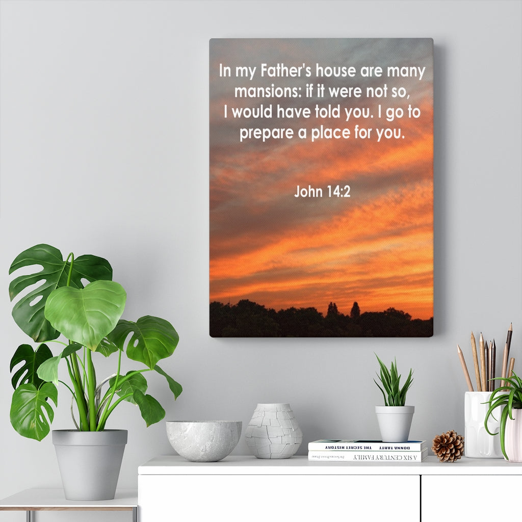 Scripture Walls In My Father's House John 14:2 Bible Verse Canvas Christian Wall Art Ready to Hang Unframed-Express Your Love Gifts