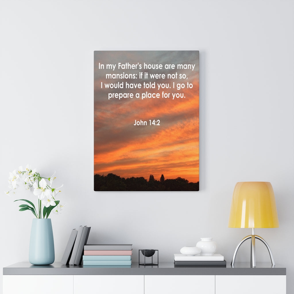 Scripture Walls In My Father's House John 14:2 Bible Verse Canvas Christian Wall Art Ready to Hang Unframed-Express Your Love Gifts