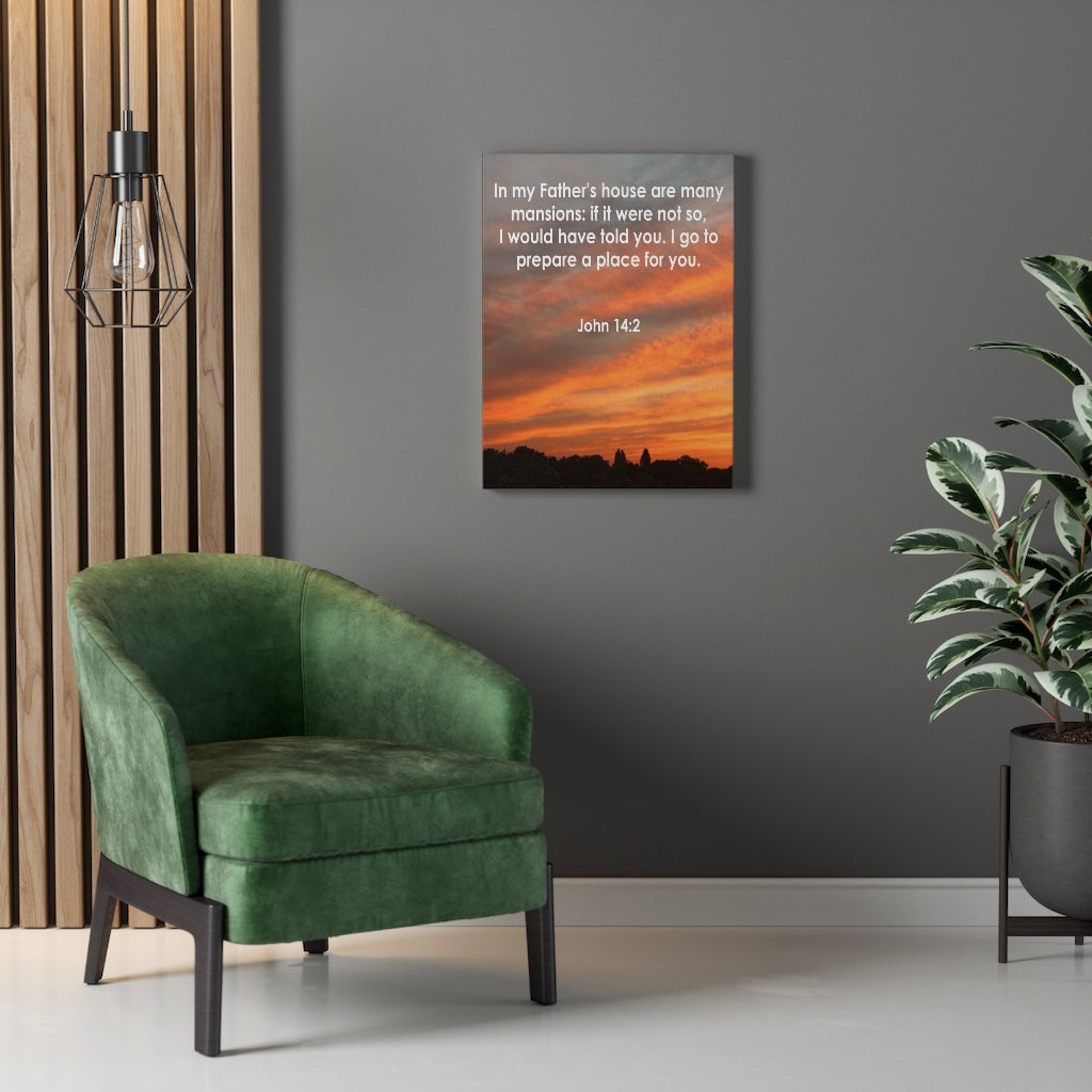 Scripture Walls In My Father's House John 14:2 Bible Verse Canvas Christian Wall Art Ready to Hang Unframed-Express Your Love Gifts