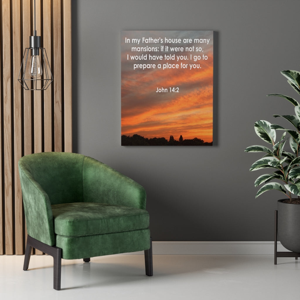Scripture Walls In My Father's House John 14:2 Bible Verse Canvas Christian Wall Art Ready to Hang Unframed-Express Your Love Gifts