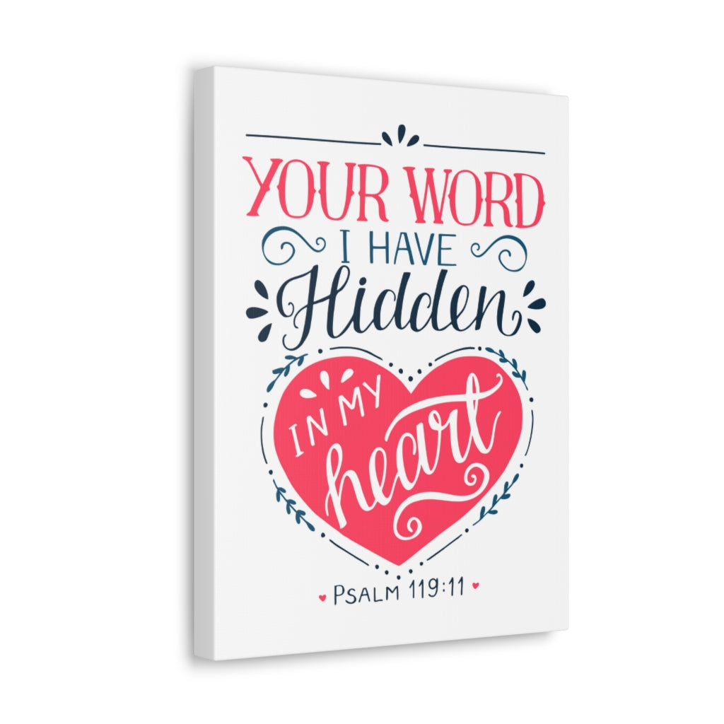 Scripture Walls In My Heart Psalm 119:11 Bible Verse Canvas Christian Wall Art Ready to Hang Unframed-Express Your Love Gifts