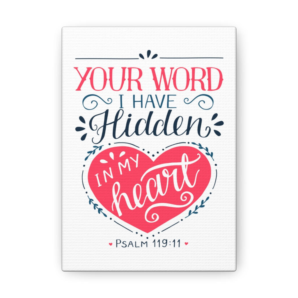 Scripture Walls In My Heart Psalm 119:11 Bible Verse Canvas Christian Wall Art Ready to Hang Unframed-Express Your Love Gifts