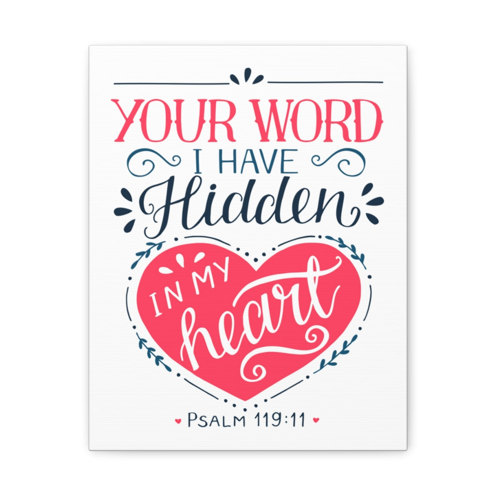 Scripture Walls In My Heart Psalm 119:11 Bible Verse Canvas Christian Wall Art Ready to Hang Unframed-Express Your Love Gifts
