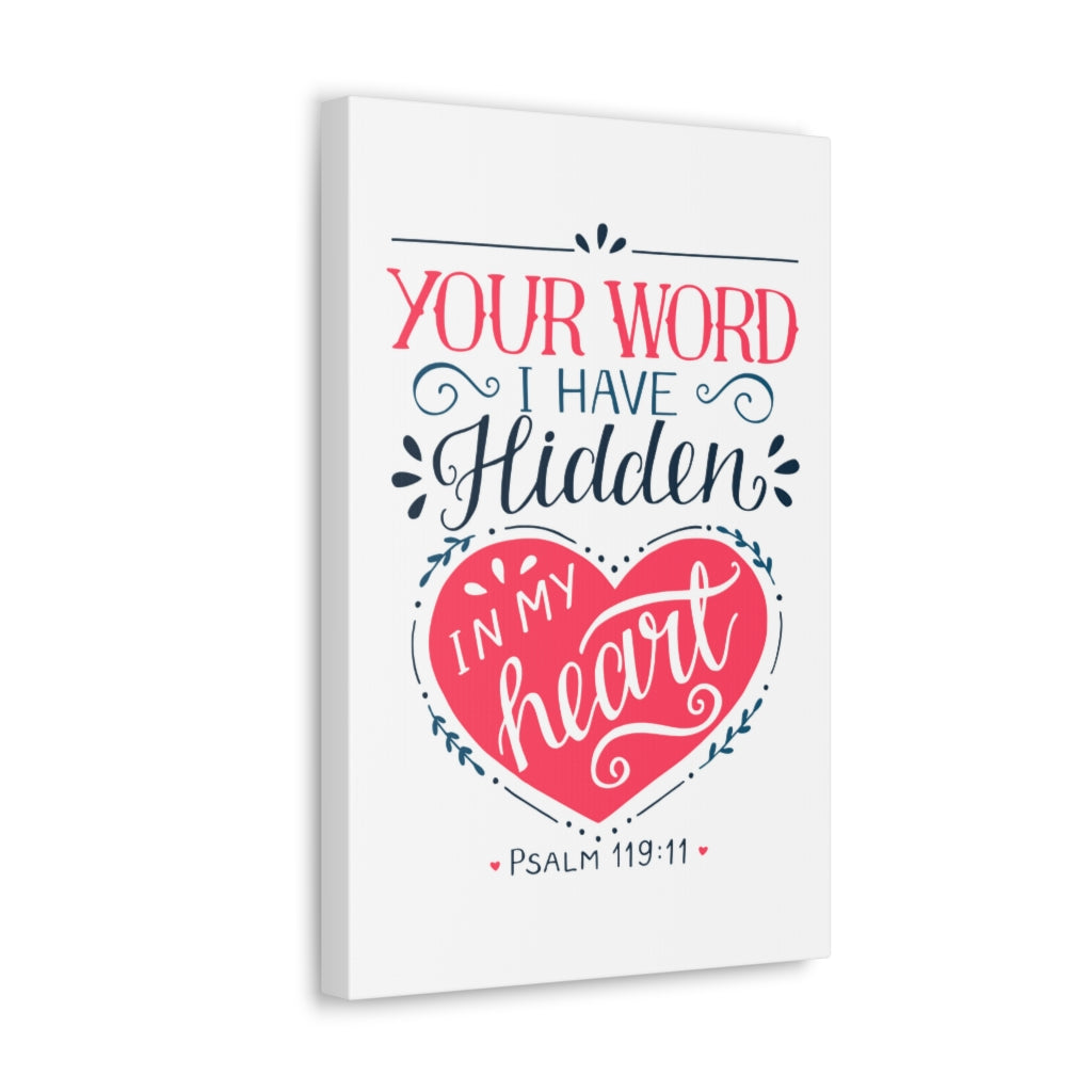 Scripture Walls In My Heart Psalm 119:11 Bible Verse Canvas Christian Wall Art Ready to Hang Unframed-Express Your Love Gifts