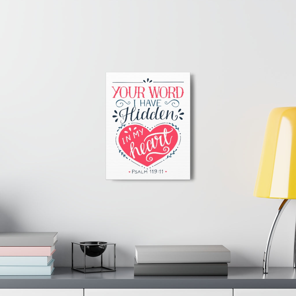 Scripture Walls In My Heart Psalm 119:11 Bible Verse Canvas Christian Wall Art Ready to Hang Unframed-Express Your Love Gifts