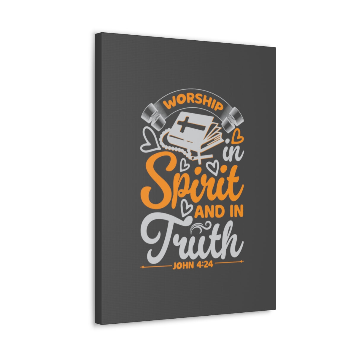 Scripture Walls In Spirit And In Truth John 4:24 Orange Bible Verse Canvas Christian Wall Art Ready to Hang Unframed-Express Your Love Gifts
