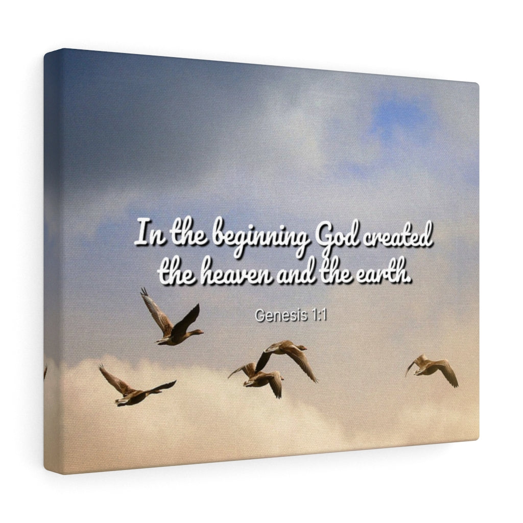 Scripture Walls In The Beginning Genesis 1:1 Bible Verse Canvas Christian Wall Art Ready to Hang Unframed-Express Your Love Gifts