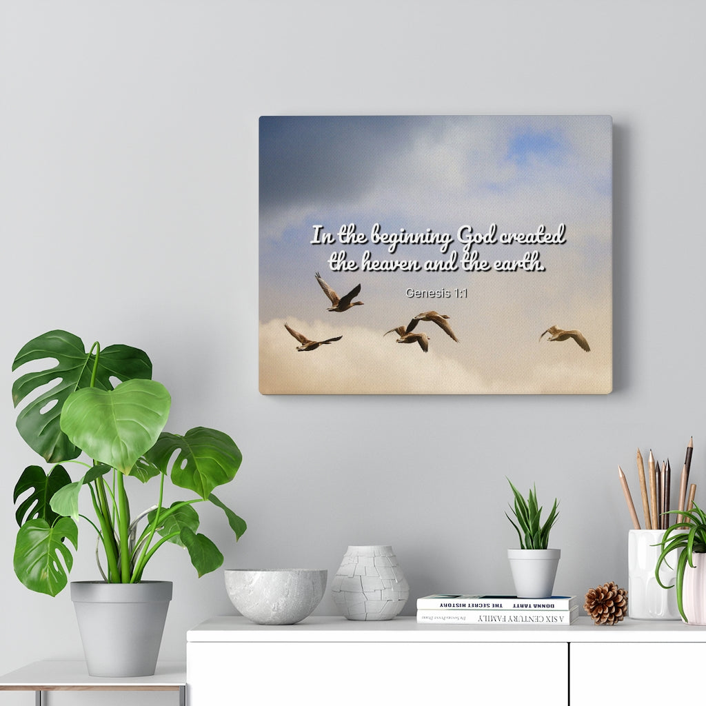 Scripture Walls In The Beginning Genesis 1:1 Bible Verse Canvas Christian Wall Art Ready to Hang Unframed-Express Your Love Gifts