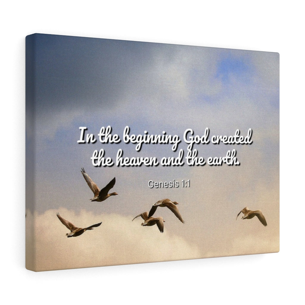 Scripture Walls In The Beginning Genesis 1:1 Bible Verse Canvas Christian Wall Art Ready to Hang Unframed-Express Your Love Gifts
