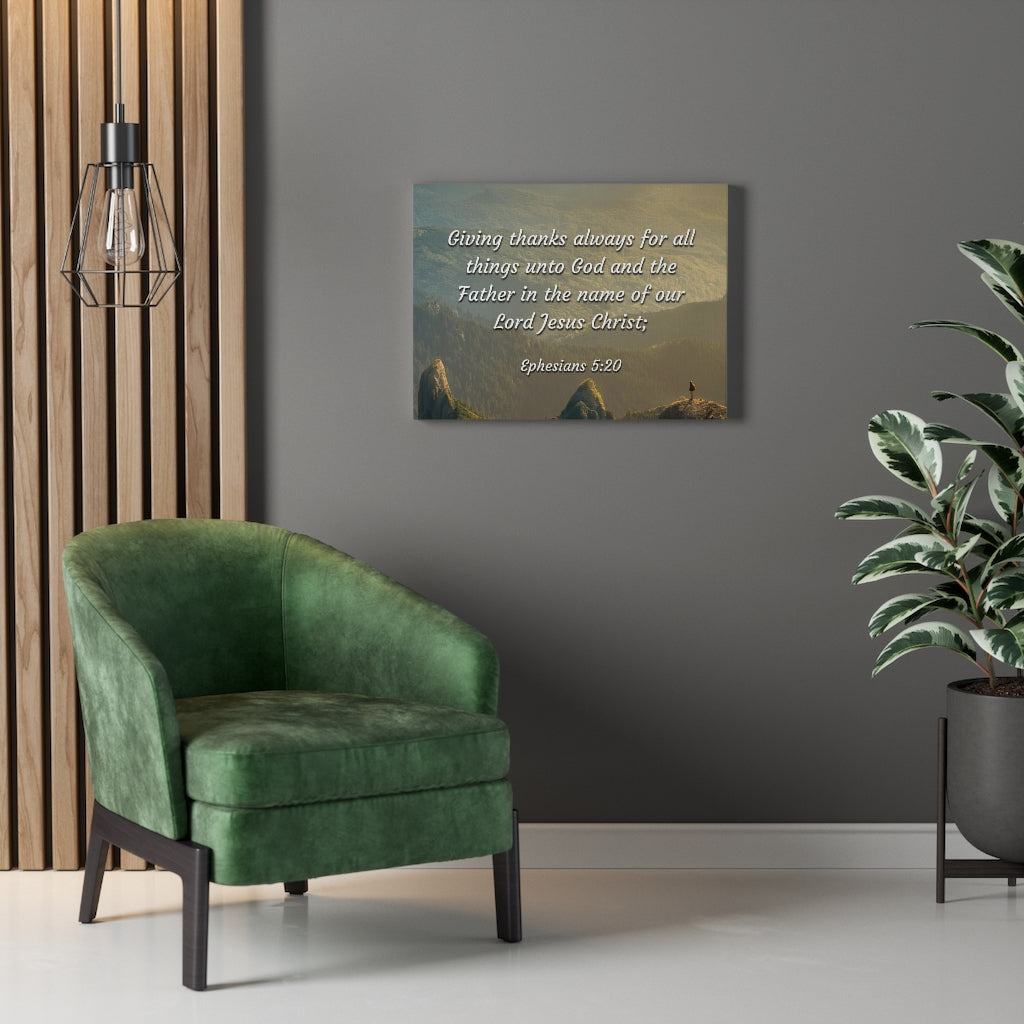 Scripture Walls In The Name Ephesians 5:20 Bible Verse Canvas Christian Wall Art Ready to Hang Unframed-Express Your Love Gifts