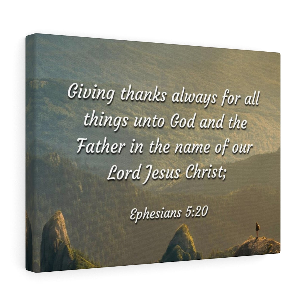 Scripture Walls In The Name Ephesians 5:20 Bible Verse Canvas Christian Wall Art Ready to Hang Unframed-Express Your Love Gifts
