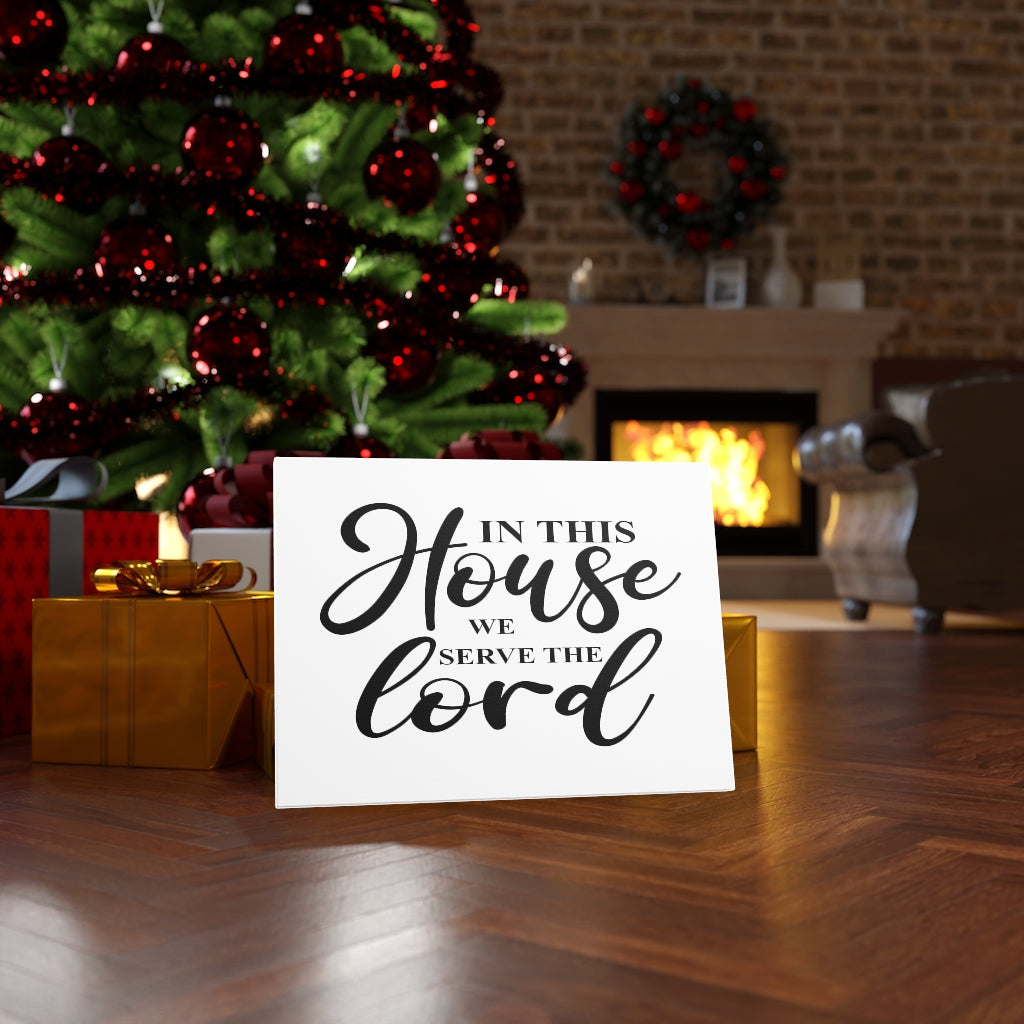 Scripture Walls In This House We Serve The Lord Bible Verse Canvas Christian Wall Art Ready to Hang Unframed-Express Your Love Gifts