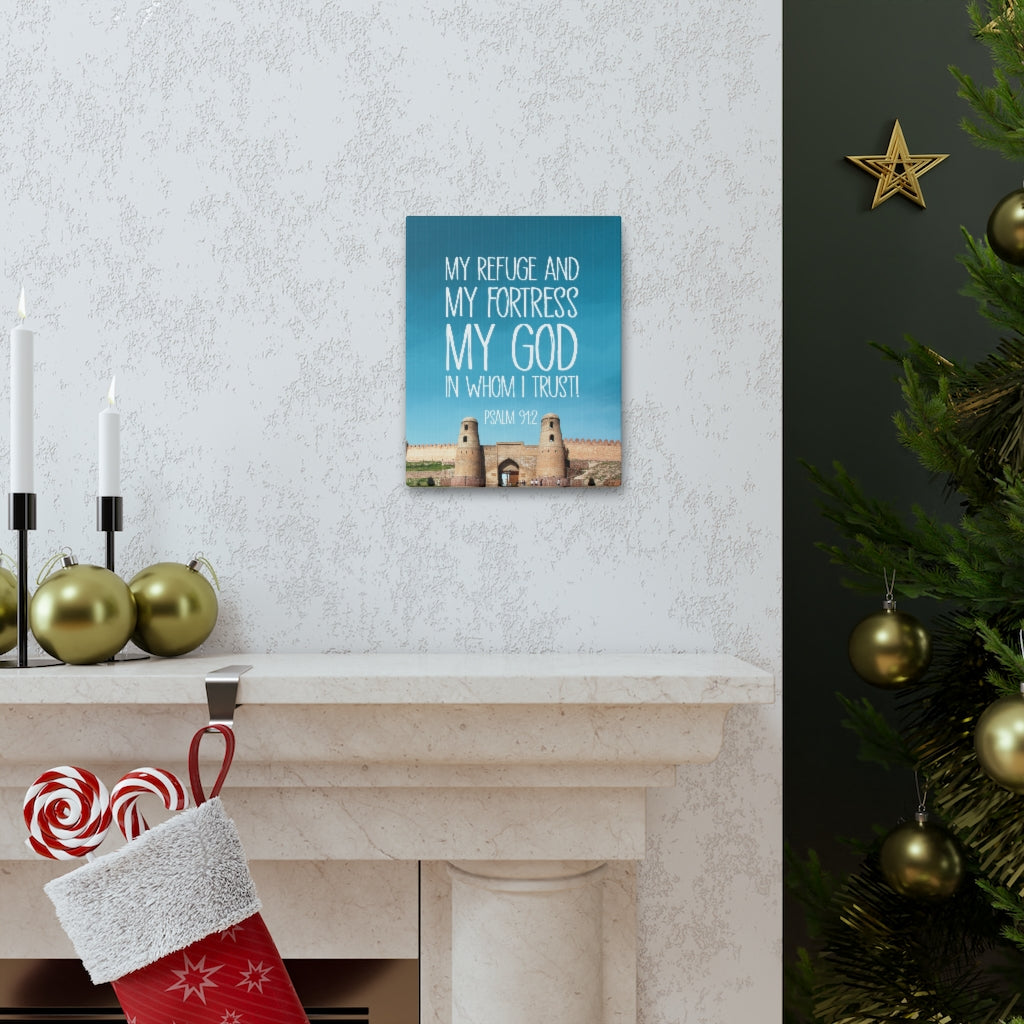 Scripture Walls In Whom I Trust Psalm 91:2 Bible Verse Canvas Christian Wall Art Ready to Hang Unframed-Express Your Love Gifts