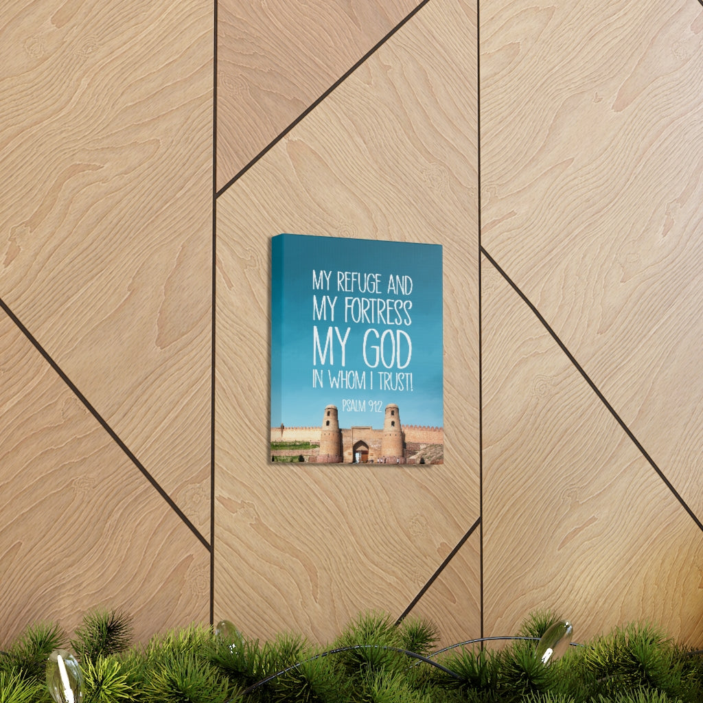 Scripture Walls In Whom I Trust Psalm 91:2 Bible Verse Canvas Christian Wall Art Ready to Hang Unframed-Express Your Love Gifts