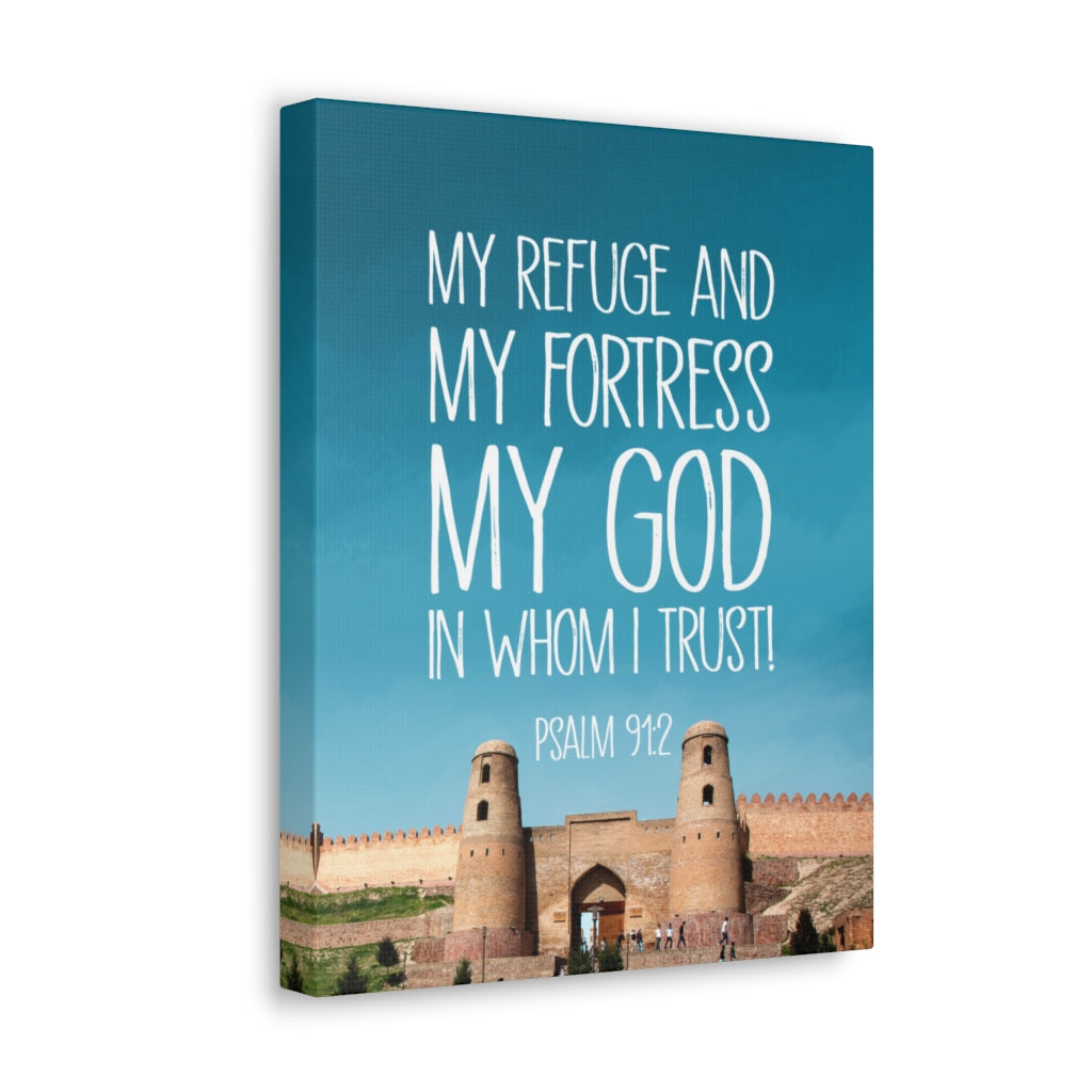 Scripture Walls In Whom I Trust Psalm 91:2 Bible Verse Canvas Christian Wall Art Ready to Hang Unframed-Express Your Love Gifts