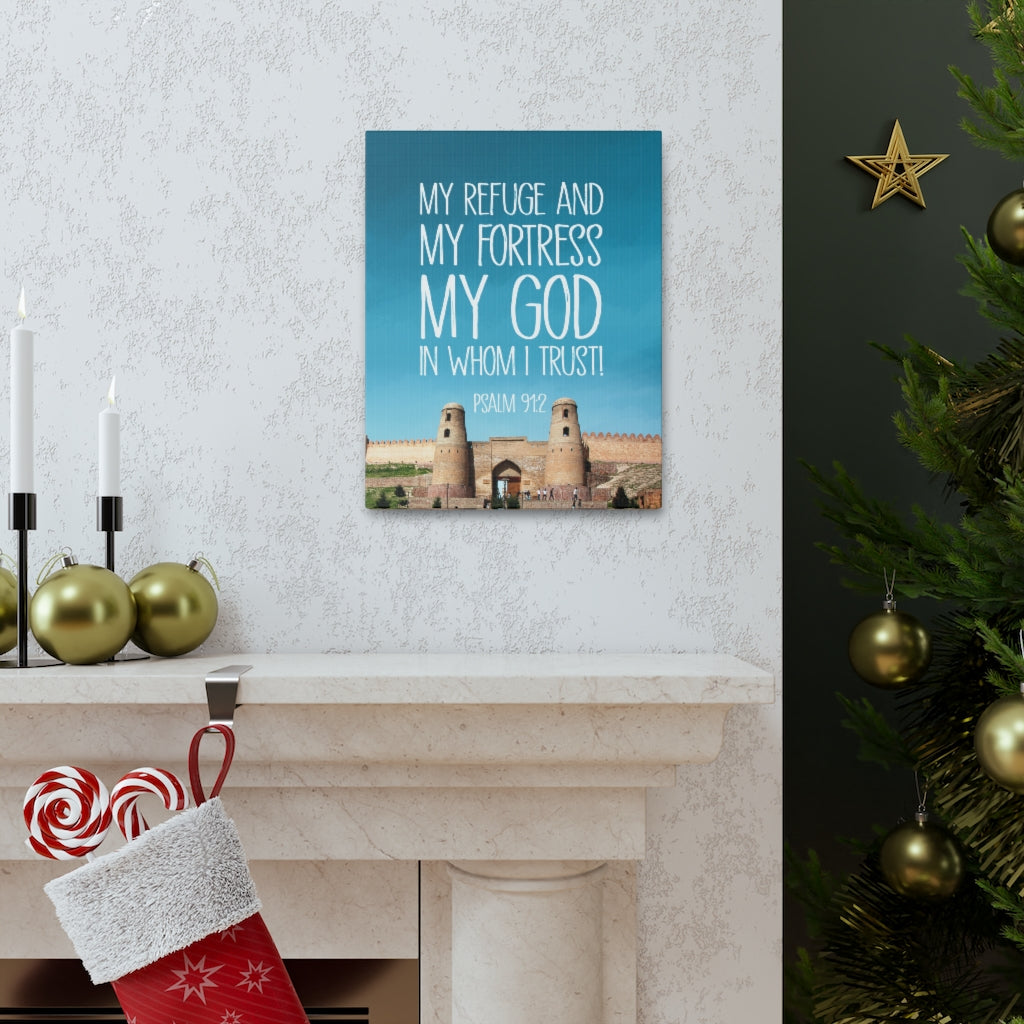 Scripture Walls In Whom I Trust Psalm 91:2 Bible Verse Canvas Christian Wall Art Ready to Hang Unframed-Express Your Love Gifts