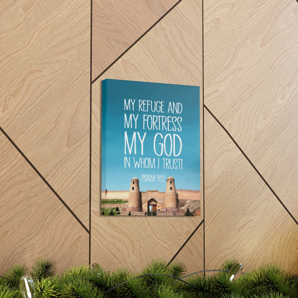 Scripture Walls In Whom I Trust Psalm 91:2 Bible Verse Canvas Christian Wall Art Ready to Hang Unframed-Express Your Love Gifts