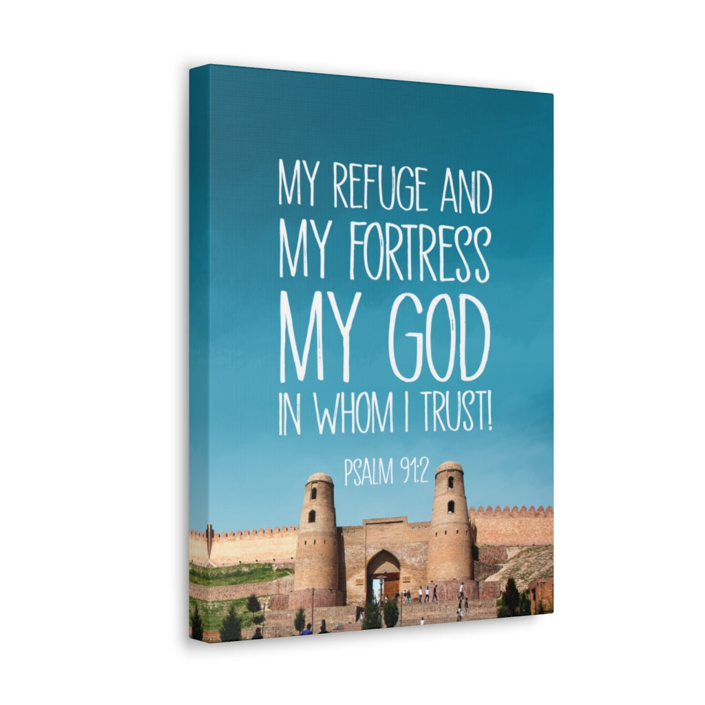 Scripture Walls In Whom I Trust Psalm 91:2 Bible Verse Canvas Christian Wall Art Ready to Hang Unframed-Express Your Love Gifts