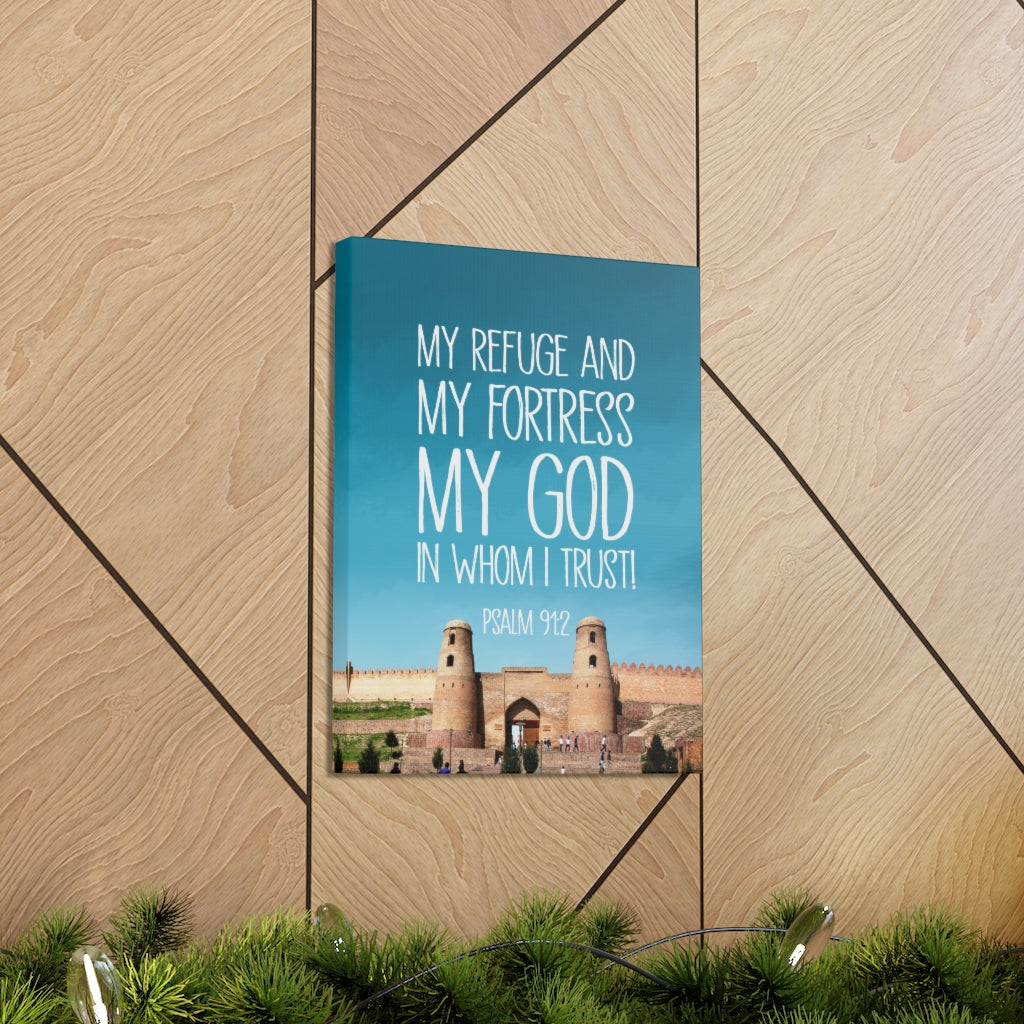 Scripture Walls In Whom I Trust Psalm 91:2 Bible Verse Canvas Christian Wall Art Ready to Hang Unframed-Express Your Love Gifts