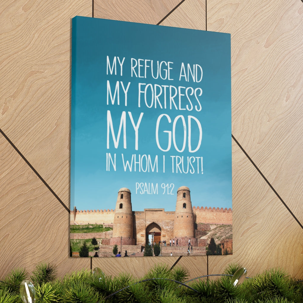 Scripture Walls In Whom I Trust Psalm 91:2 Bible Verse Canvas Christian Wall Art Ready to Hang Unframed-Express Your Love Gifts