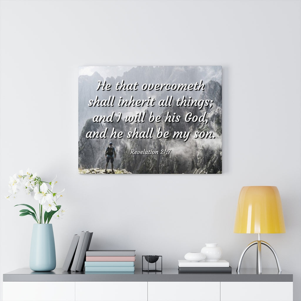 Scripture Walls Inherit All Things Revelation 21:7 Bible Verse Canvas Christian Wall Art Ready to Hang Unframed-Express Your Love Gifts
