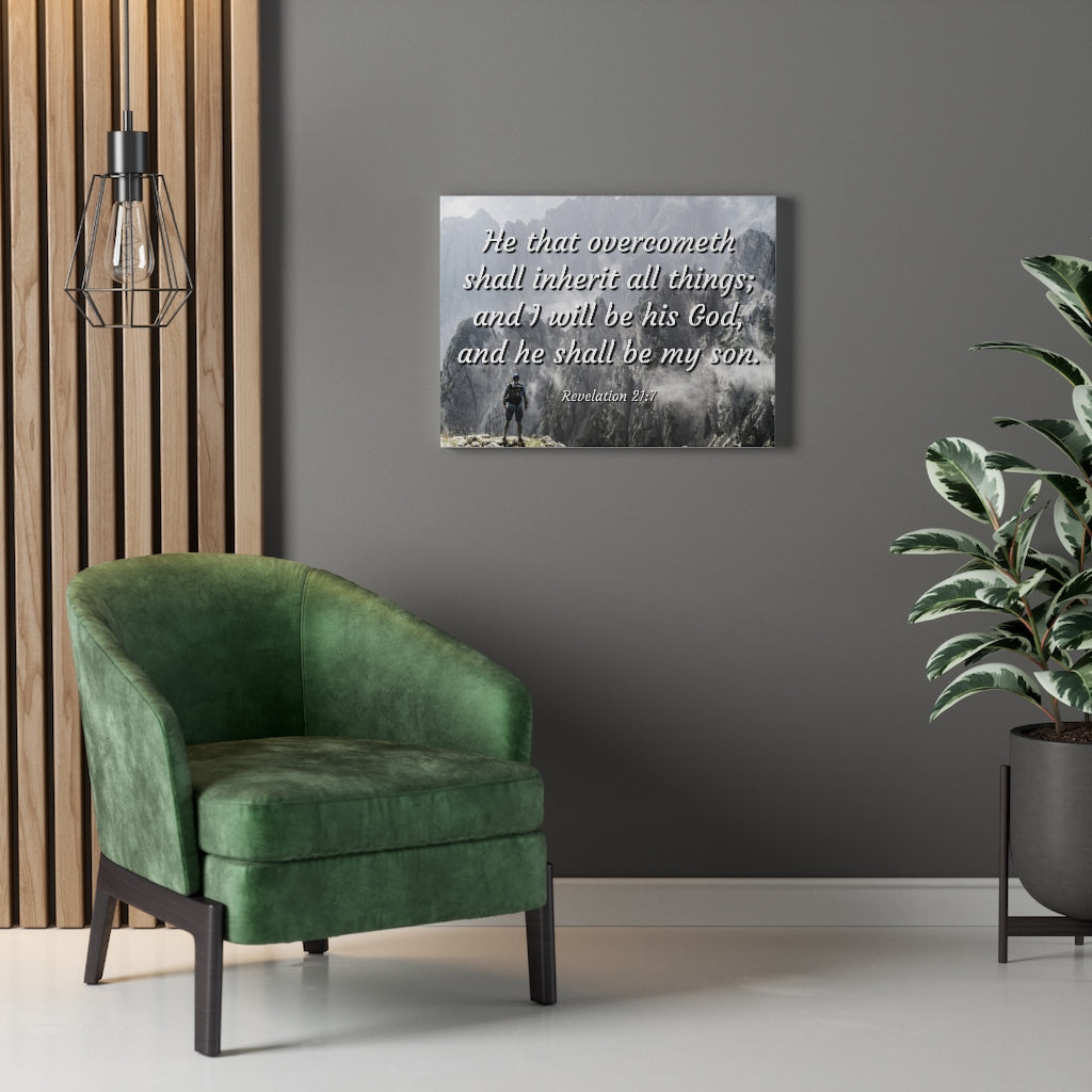 Scripture Walls Inherit All Things Revelation 21:7 Bible Verse Canvas Christian Wall Art Ready to Hang Unframed-Express Your Love Gifts