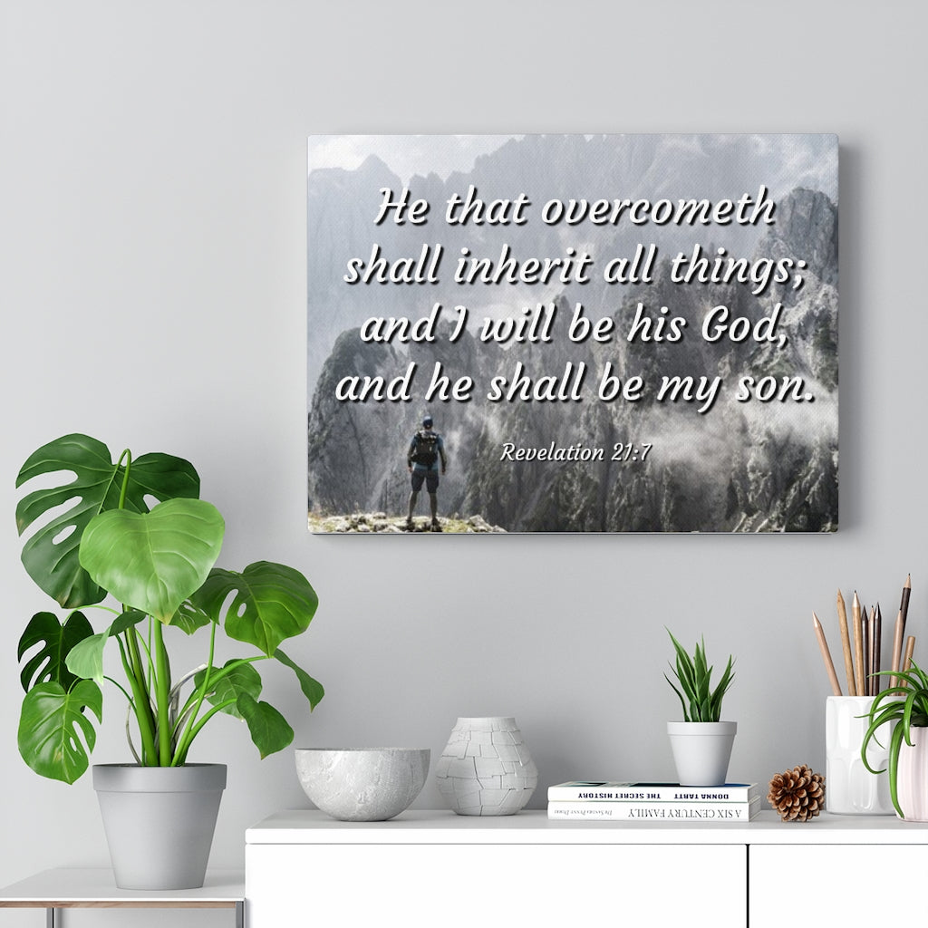 Scripture Walls Inherit All Things Revelation 21:7 Bible Verse Canvas Christian Wall Art Ready to Hang Unframed-Express Your Love Gifts
