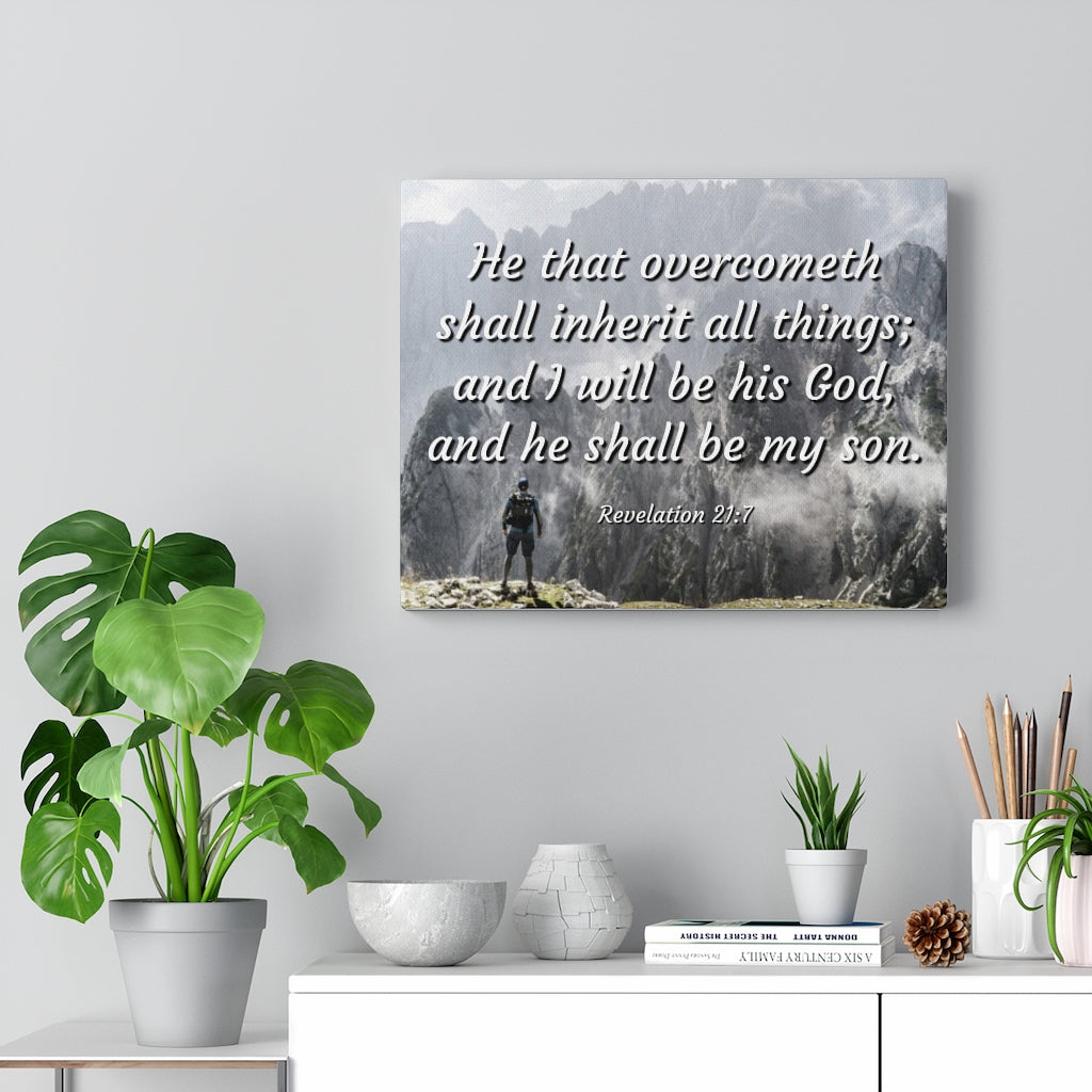 Scripture Walls Inherit All Things Revelation 21:7 Bible Verse Canvas Christian Wall Art Ready to Hang Unframed-Express Your Love Gifts