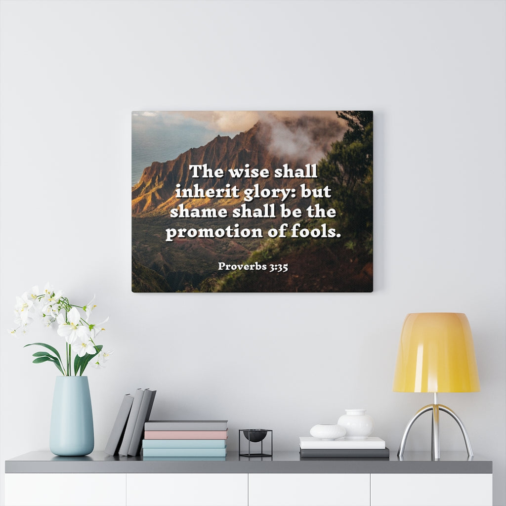 Scripture Walls Inherit Glory Proverbs 3:35 Bible Verse Canvas Christian Wall Art Ready to Hang Unframed-Express Your Love Gifts