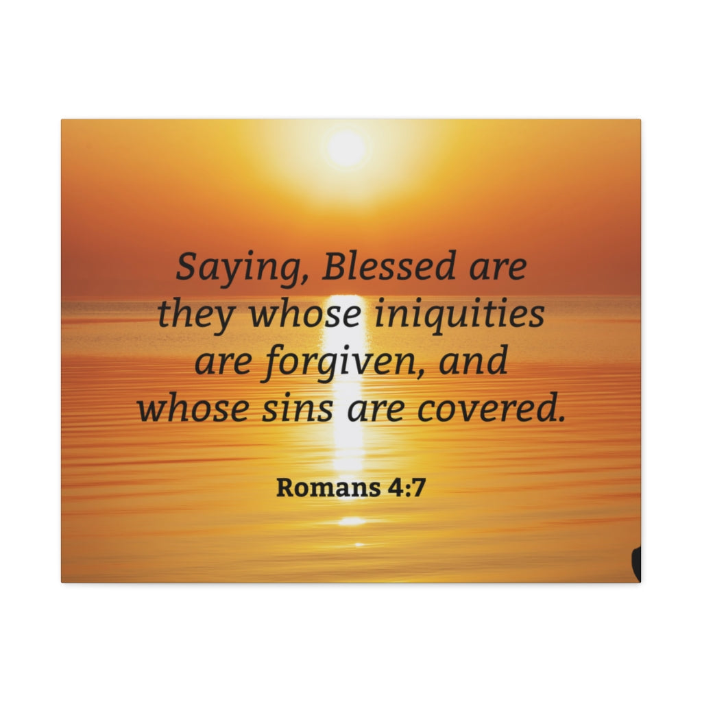 Scripture Walls Iniquities Are Forgiven Romans 4:7 Bible Verse Canvas Christian Wall Art Ready to Hang Unframed-Express Your Love Gifts