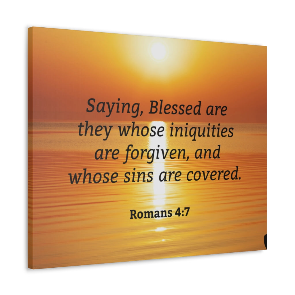 Scripture Walls Iniquities Are Forgiven Romans 4:7 Bible Verse Canvas Christian Wall Art Ready to Hang Unframed-Express Your Love Gifts