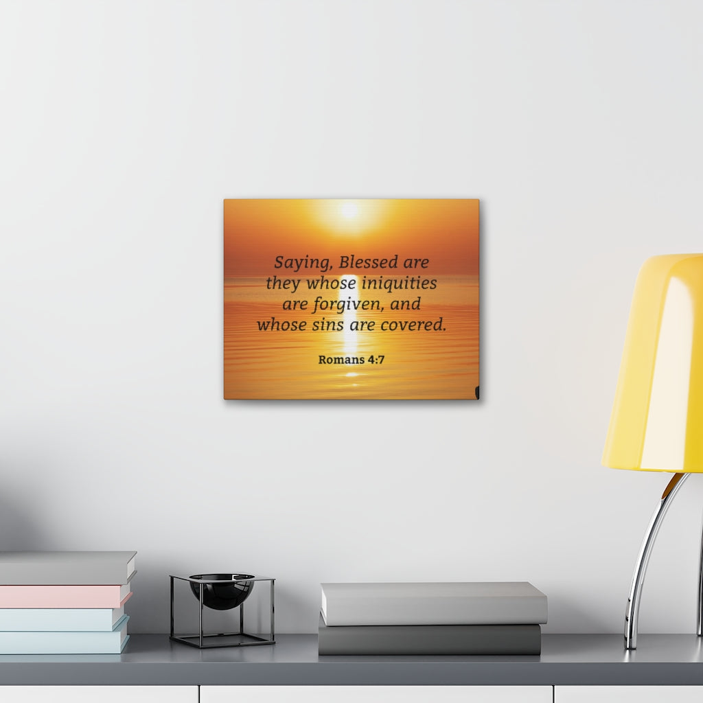 Scripture Walls Iniquities Are Forgiven Romans 4:7 Bible Verse Canvas Christian Wall Art Ready to Hang Unframed-Express Your Love Gifts