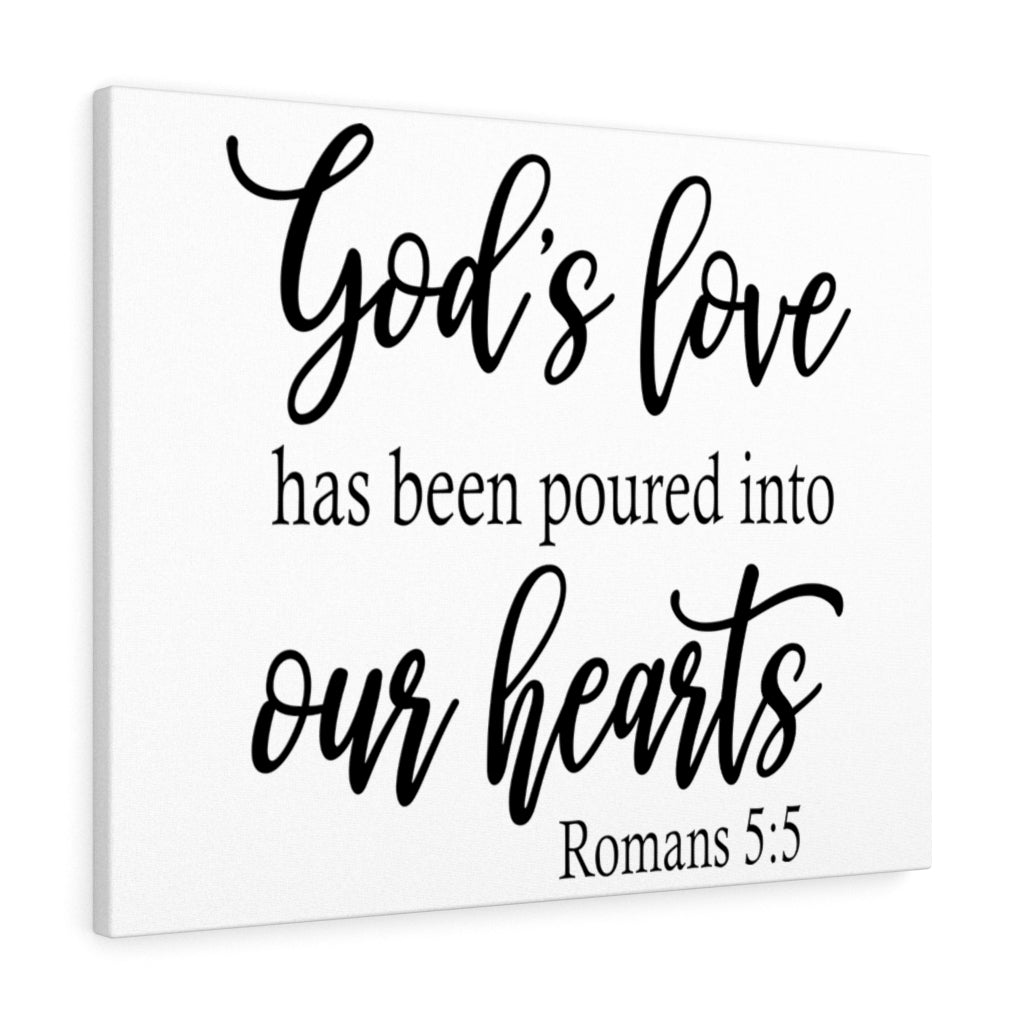 Scripture Walls Into Our Hearts Romans 5:5 Bible Verse Canvas Christian Wall Art Ready to Hang Unframed-Express Your Love Gifts