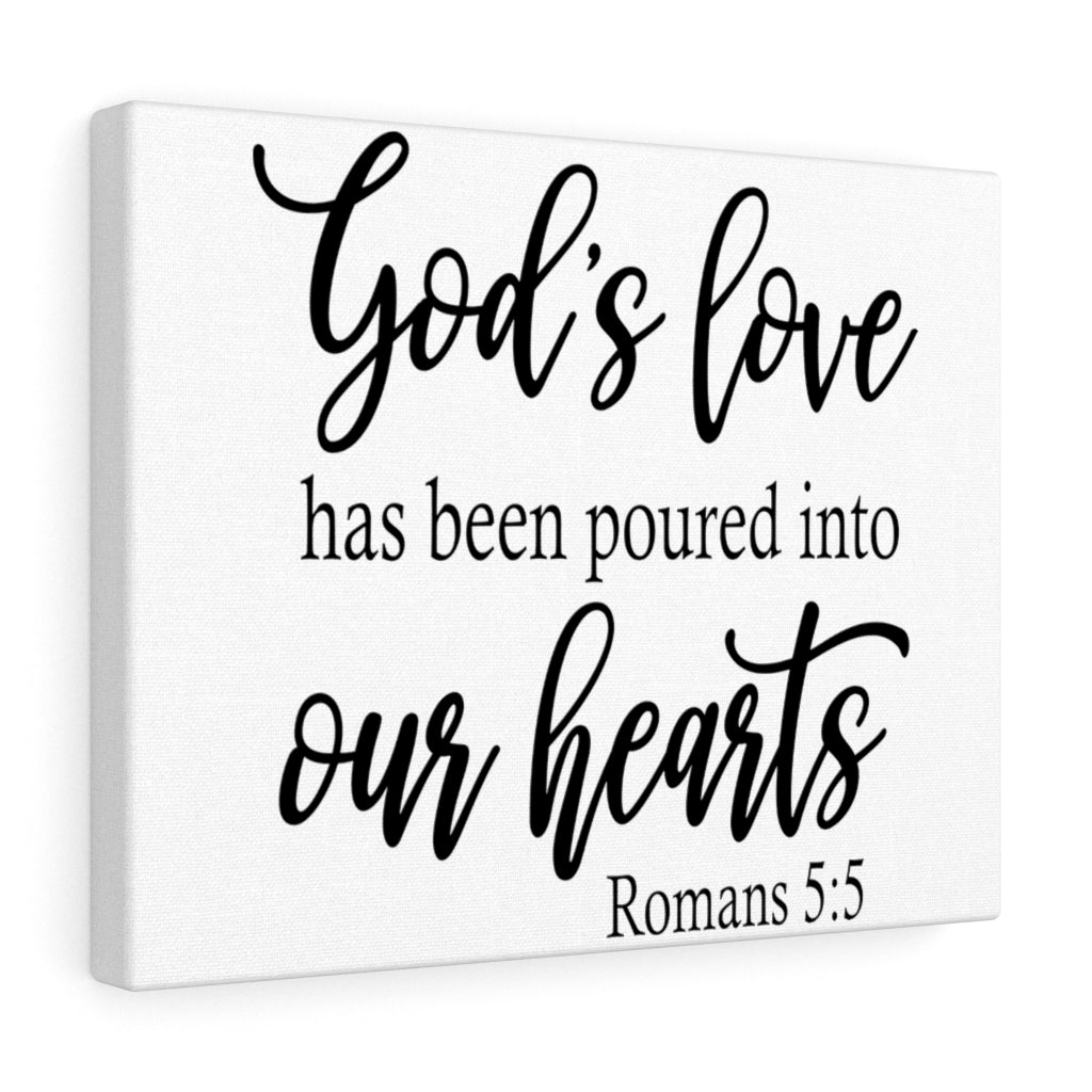 Scripture Walls Into Our Hearts Romans 5:5 Bible Verse Canvas Christian Wall Art Ready to Hang Unframed-Express Your Love Gifts