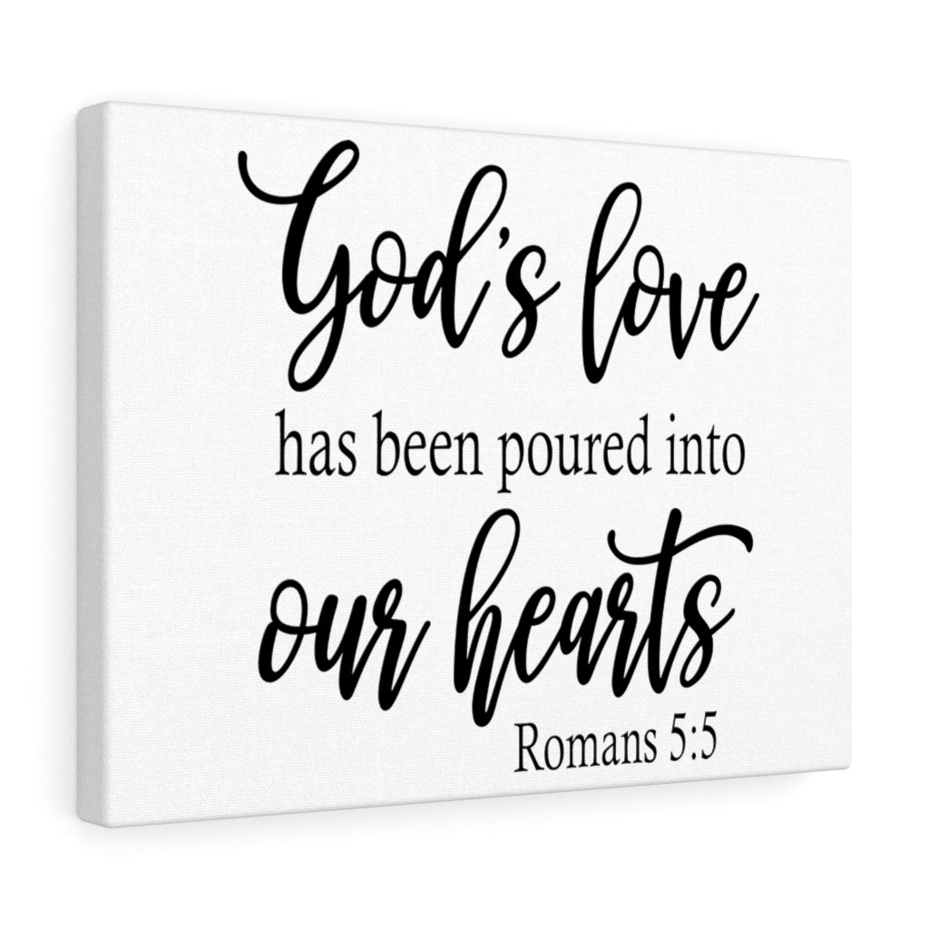 Scripture Walls Into Our Hearts Romans 5:5 Bible Verse Canvas Christian Wall Art Ready to Hang Unframed-Express Your Love Gifts